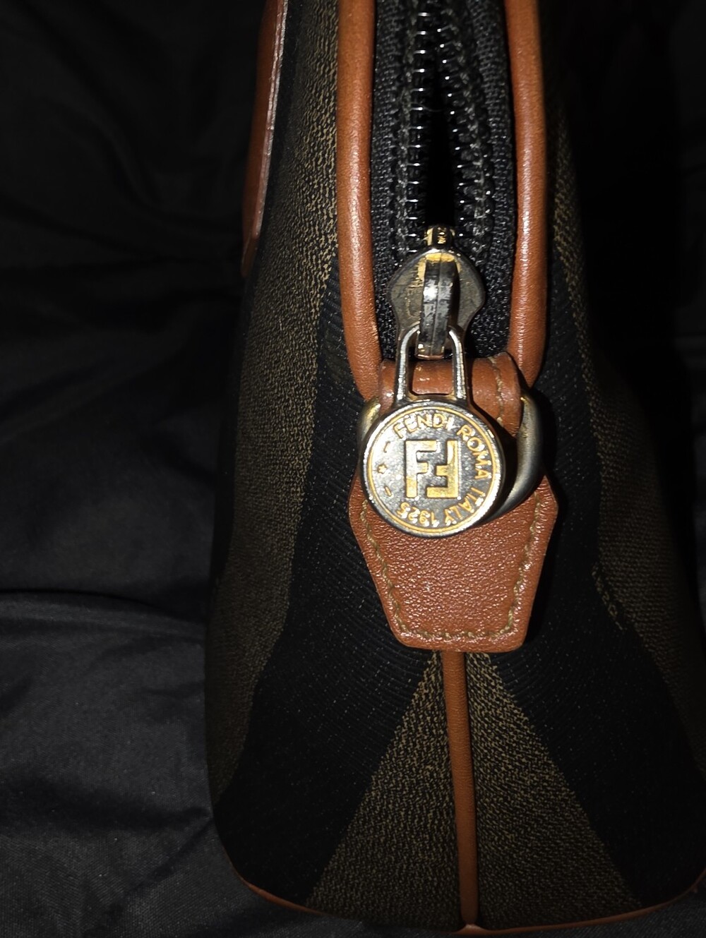 AUTHENTIC Fendi Brown and Black Striped Satchel - Picture 6 of 13